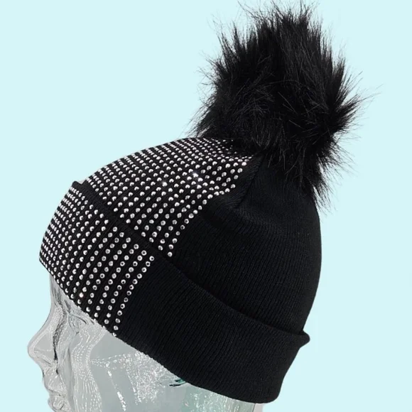 Crystal Beanie Hat with Pom Pom - Picture 3 of 5